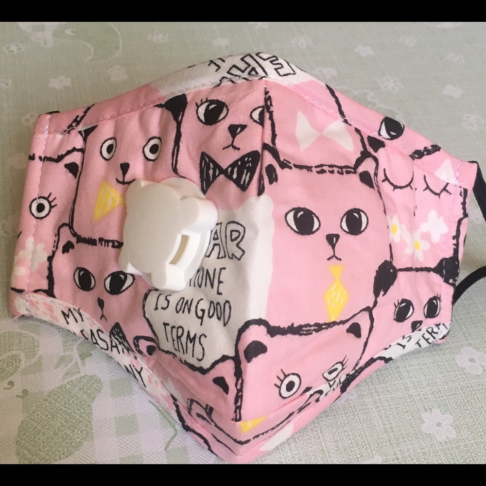 Kids printed face mask - Pink Kittens